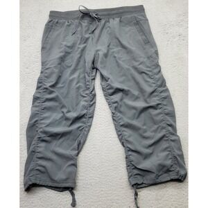 Ultra Performance Cropped Pants Womens 1X Gray Ruched Stretch Drawstring Waist